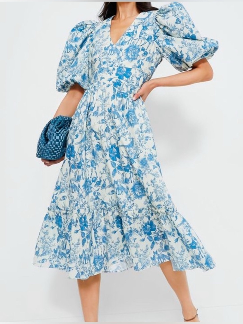 HYACINTH HOUSE Lindley Woodland floral midi puff sleeve dress size XL
